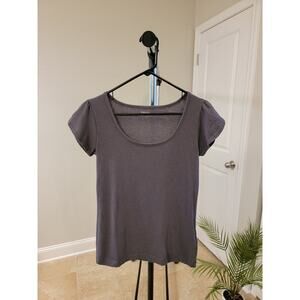 DKNY Grey Flutter Sleeve Tee Shirt
